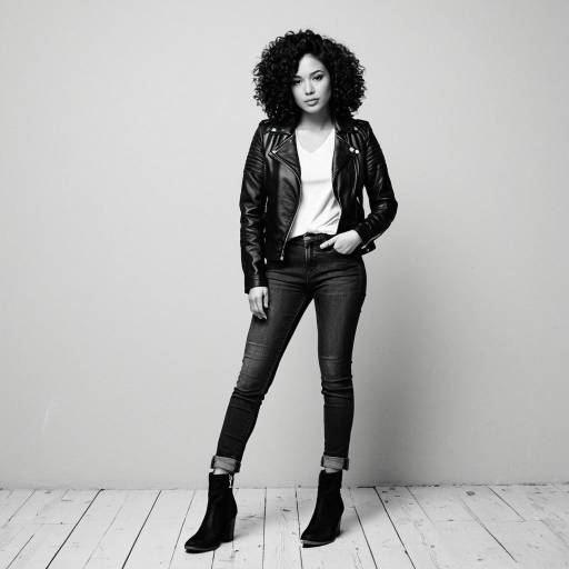 Stylish Young Woman in Leather Jacket