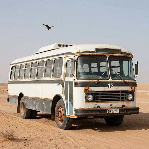 Rusty Vintage Bus in Desert