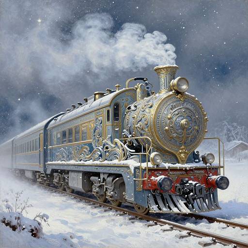 Epic Winter Night Oil Painting
