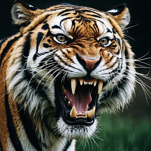 Roaring Tiger with Bared Fangs