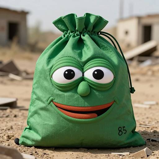 Cheerful Pepe Bag in Post-Apocalypse