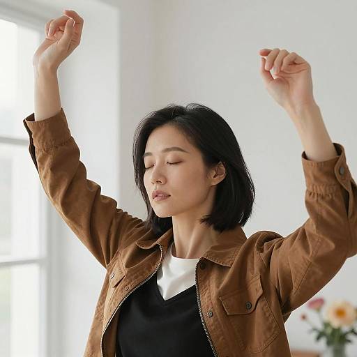 Joyful Asian Woman in Natural Light