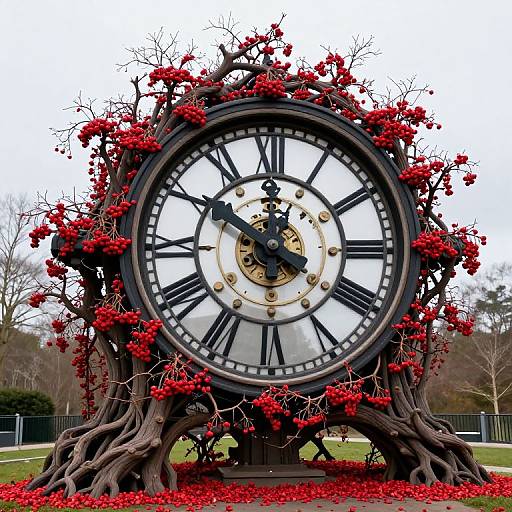 Colossal Clock with Entwined Branches