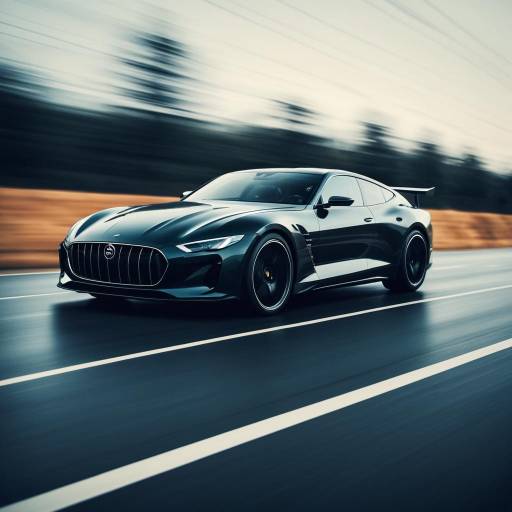 Sleek Black Sports Car on Road
