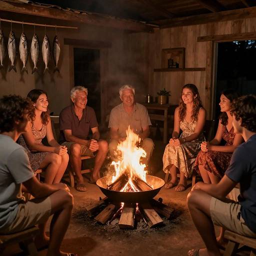 Cozy Campfire Gathering in Rustic Setting