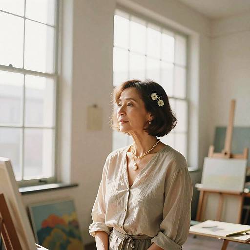 Serene Woman in Artistic Loft