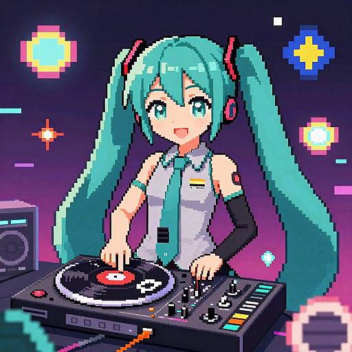 Pixel Art Hatsune Miku DJ