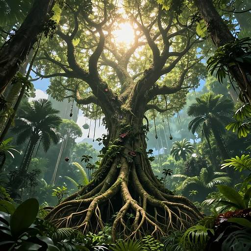 Sentient Inverted Jungle with Sky Trees