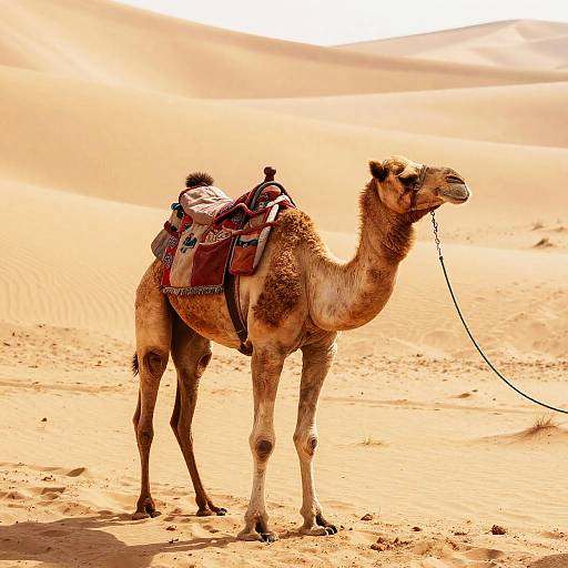 Saddled Camel in Desert