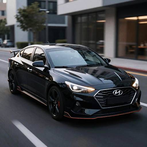 Hyperrealistic Cyberpunk Hyundai Sedan