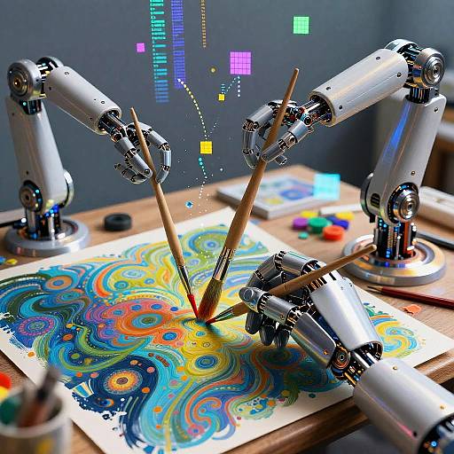 Robotic Artist Creating Digital Masterpieces