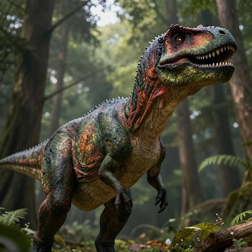 Muscular Photorealistic Dinosaur in Forest