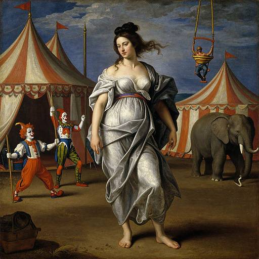 Caravaggio Style Circus Woman Portrait