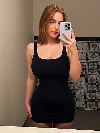 Casual Mirror Selfie in Black Dress