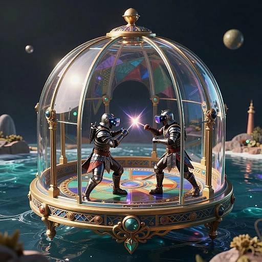 AR Gladiators Clash in Glass-Domed Arena