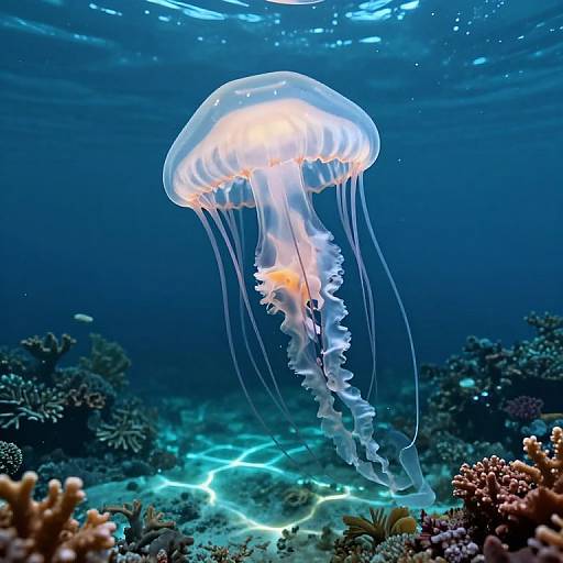 Glowing Giant Jellyfish Over Forests