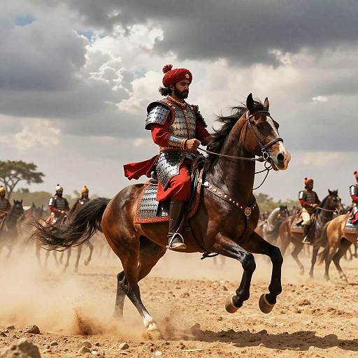 Holkar Warrior Charging Through Desert