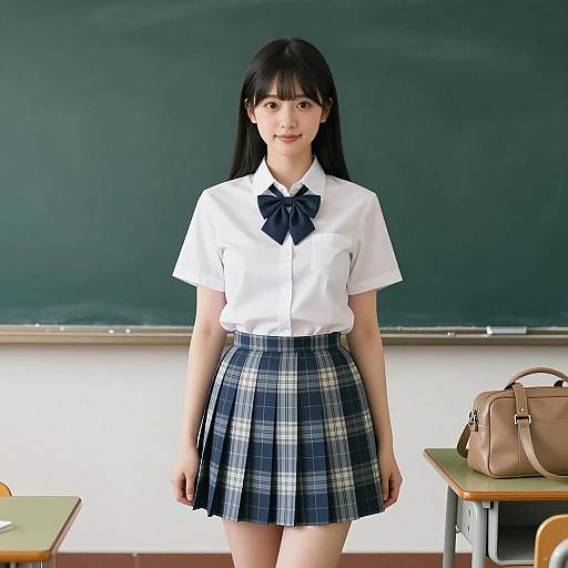 Asian Schoolgirl in Classroom
