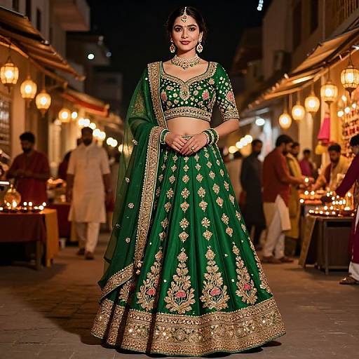Emerald Lehenga Choli at Diwali Market