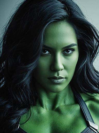 Photorealistic She Hulk Woman Headshot