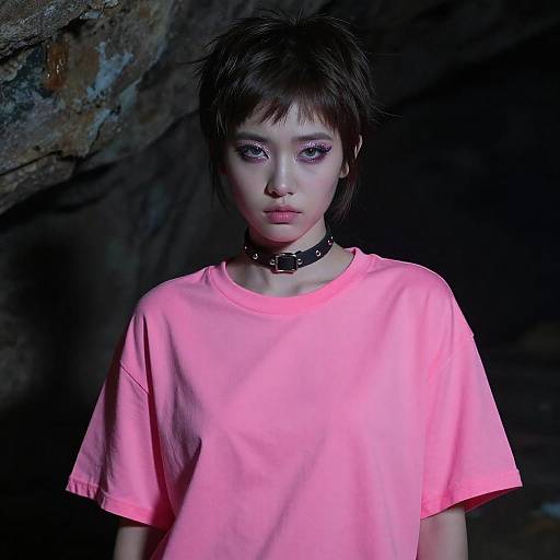 Skeptical Girl in Fluorescent Pink