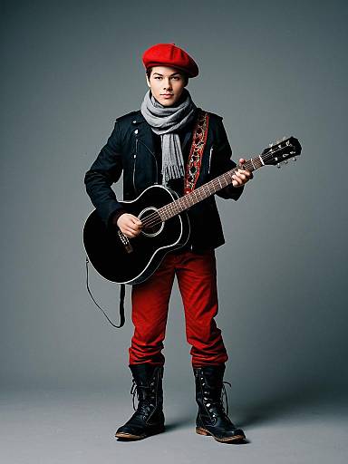 Solo Male Guitarist in Music Costume
