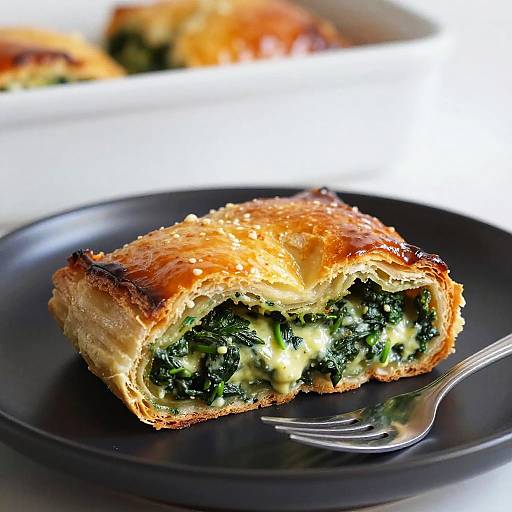 Close-Up of Spinach Savory Pastry