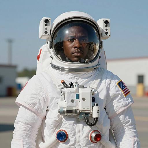 Young Black Male Astronaut in Space Suit