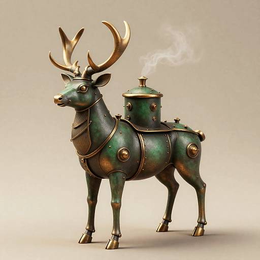 Steampunk Steam-Powered Stag Automaton