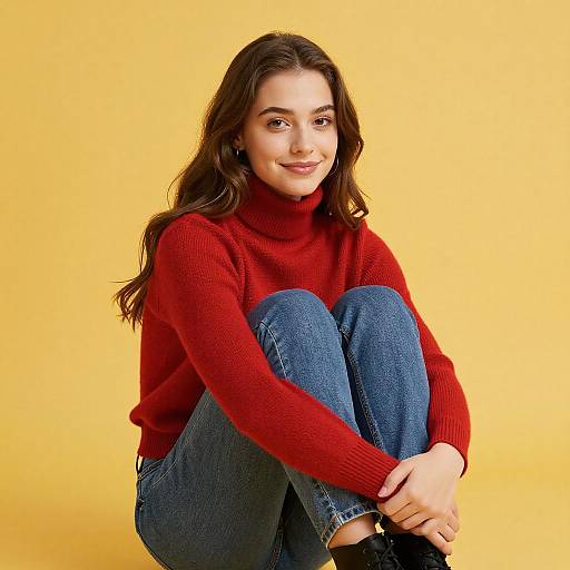 Young Woman in Red Sweater