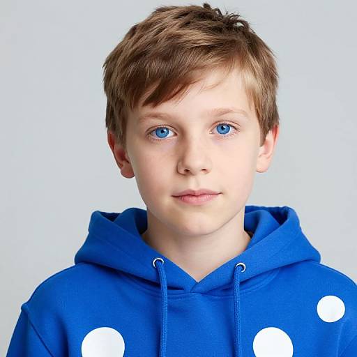 Boy in Blue Hoodie with Circles