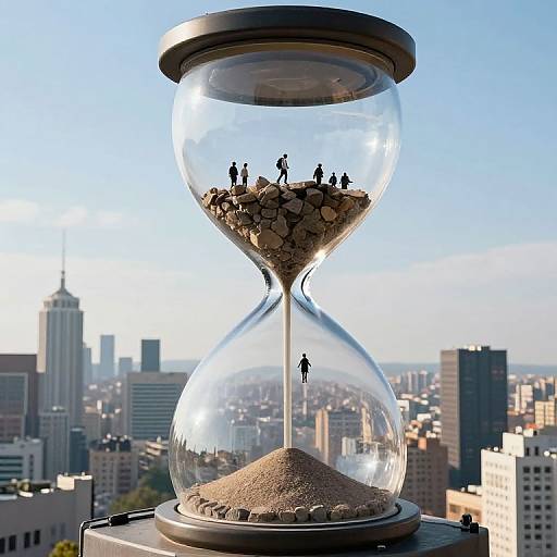 Vertical City Inside Giant Hourglass