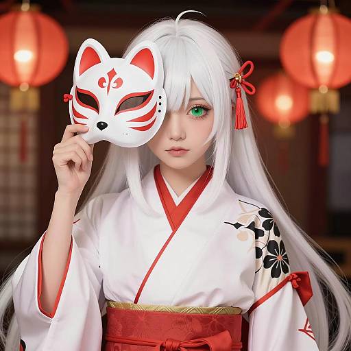 Anime Girl in Traditional Kimono Illustration