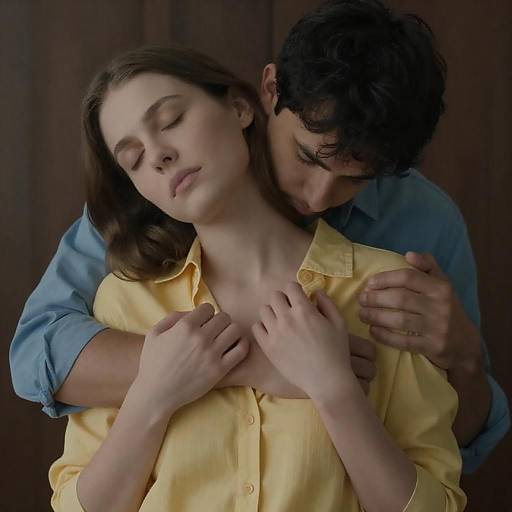 Intimate Embrace in Dim Lighting