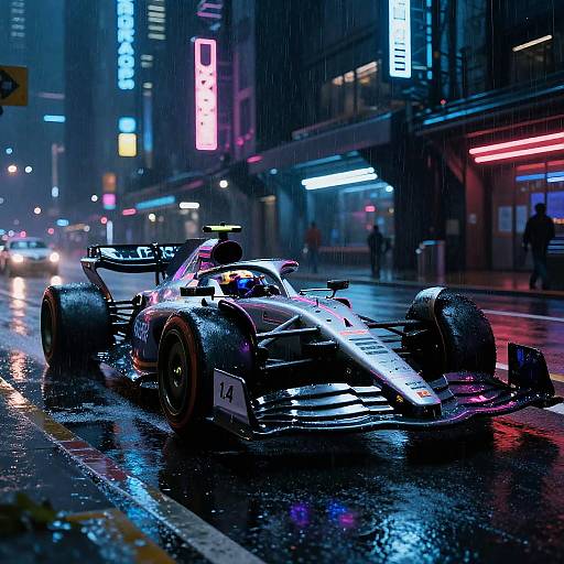 Neon Noir Sci‑Fi F1 in Rain