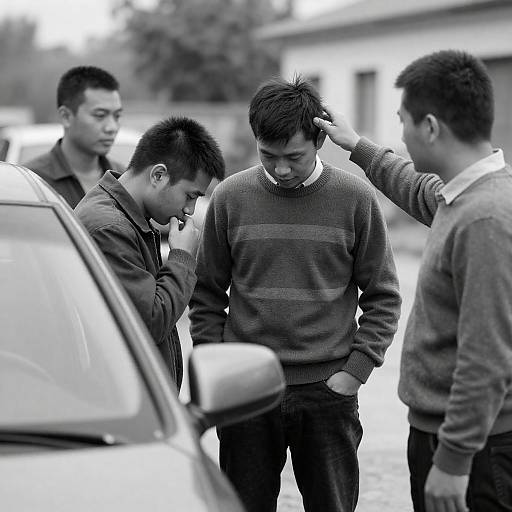 Emotional Moment Captured in Black-and-White