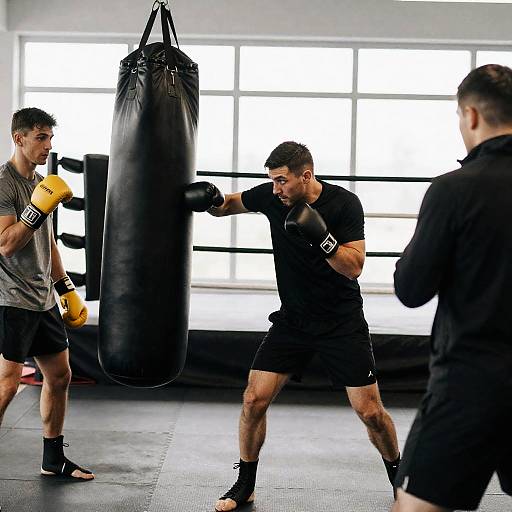 Dynamic Gym Scene with Focused Boxers
