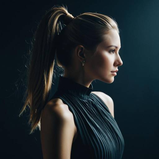 Fashion Portrait of Woman with Wrapped Ponytail Fashion Portrait of Woman with Wrapped Ponytail