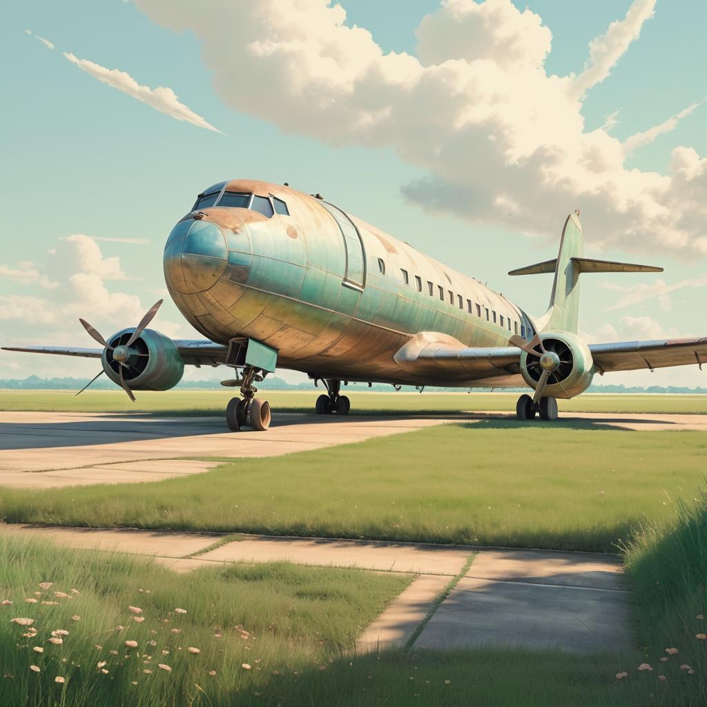 Whimsical Miyazaki Classic Airliner Scene