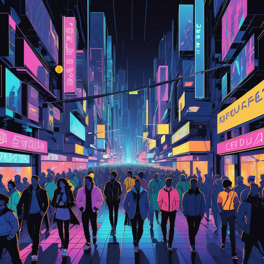 Energetic Nighttime City Street Scene