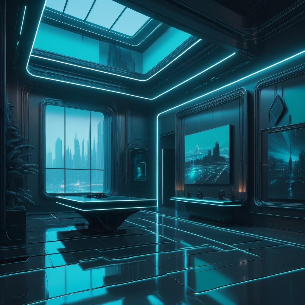 Cyberpunk Art Gallery Interior Inspiration