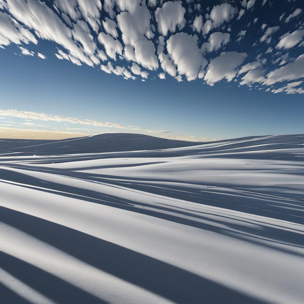 Surreal Tundra Landscape with Shadows