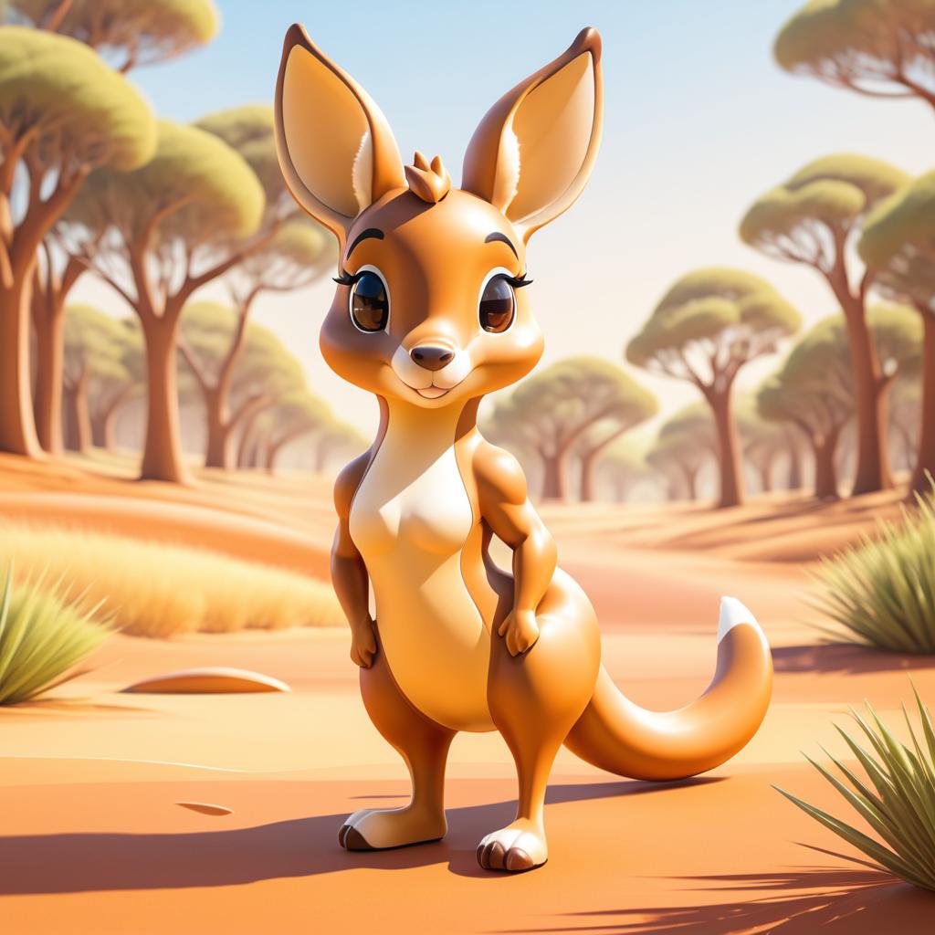 Cute Buff Kangaroo in Sunny Outback