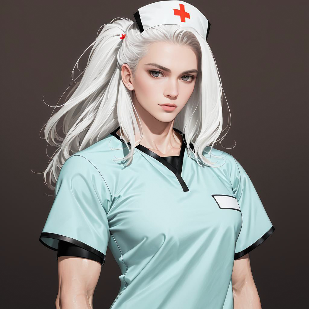 Elegant Warrior in Avant-Garde Nurse Attire