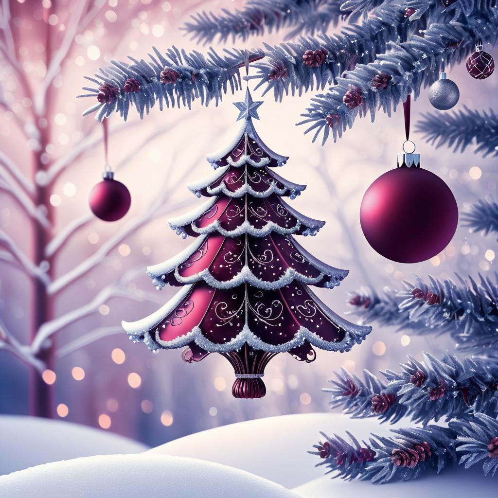 Enchanting Maroon Christmas Wonderland Scene