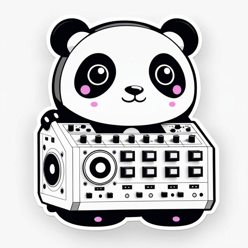 Kawaii Panda Playing Modular Synth Sticker