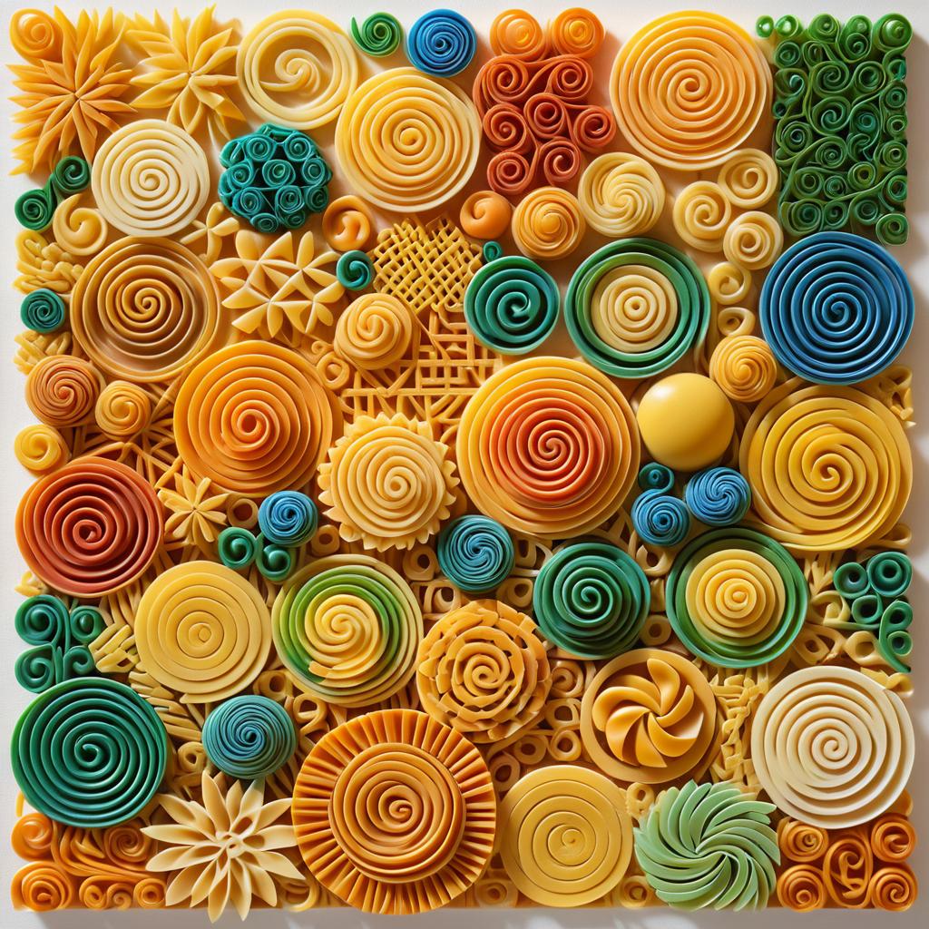 Abstract Pasta Art on Bright Canvas