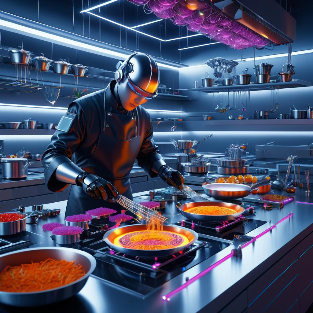 Cybernetic Chef in a Futuristic Kitchen