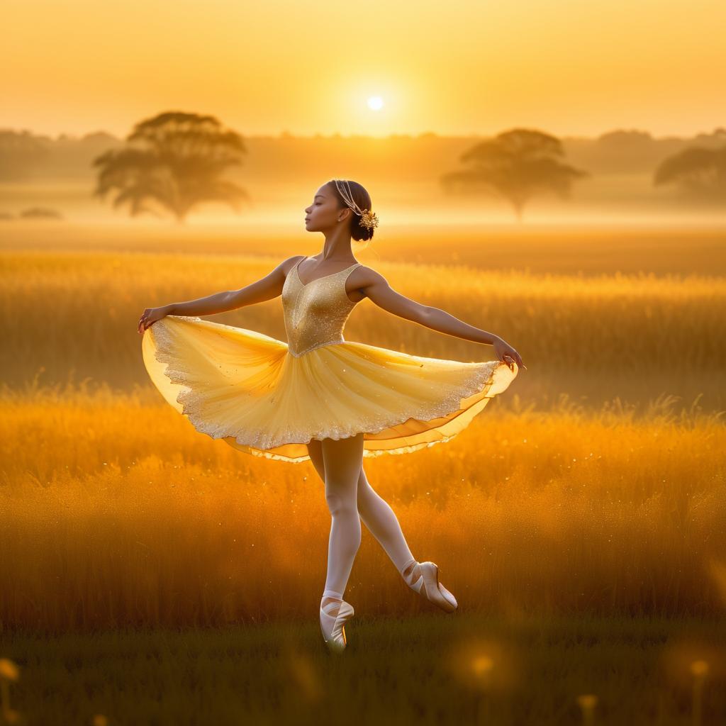 Elegant Ballerina in Golden Dawn Setting