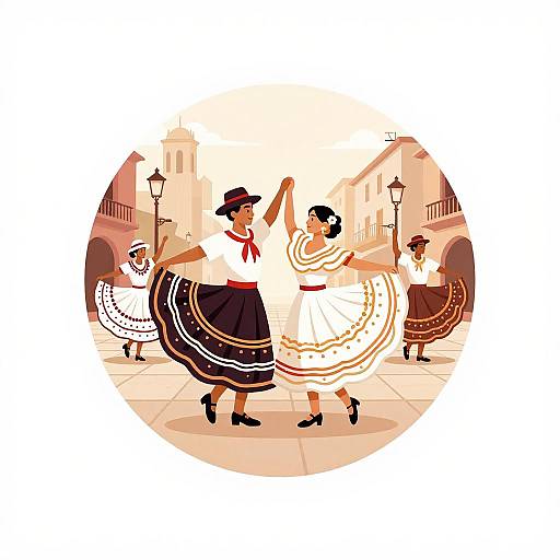 Baile Folklorico Dancers in Urban Plaza